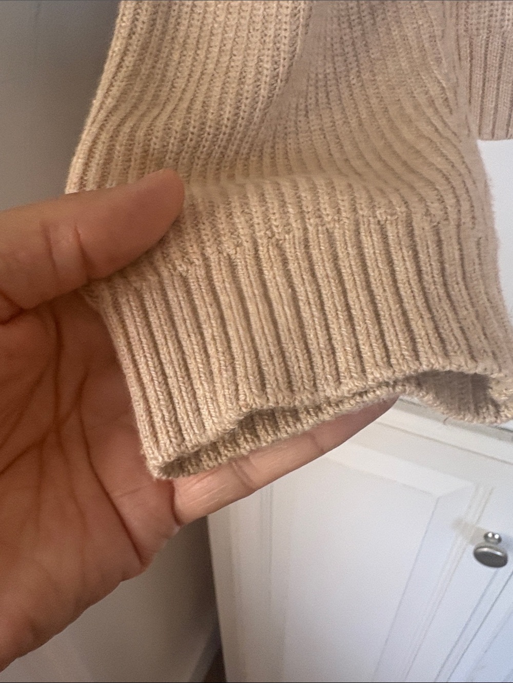 J. Crew Beige Ribbed V-Neck Button-Front Cardigan Size Medium - Picture 7 of 11